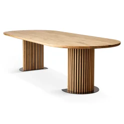 Matteo - Plankebord med lamelfod i olieret/natur massiv eg 300x120x77 cm