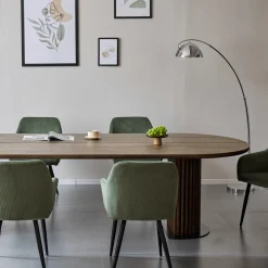 Matteo - Plankebord med lamelfod i røget massiv eg 300x120x77 cm