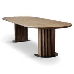 Matteo - Plankebord med lamelfod i røget massiv eg 300x120x77 cm