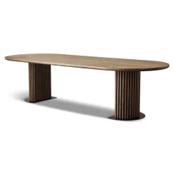 Matteo - Plankebord med lamelfod i røget massiv eg 300x120x77 cm