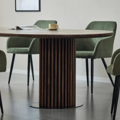 Matteo - Plankebord med lamelfod i røget massiv eg 300x120x77 cm