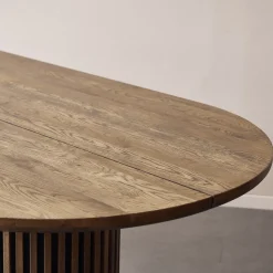 Matteo - Plankebord med lamelfod i røget massiv eg 240x120x77 cm