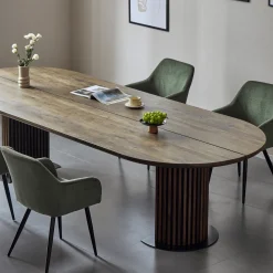 Matteo - Plankebord med lamelfod i røget massiv eg 240x120x77 cm