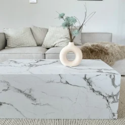 Maxine sofabord hvid marmor look 90x50 cm