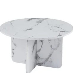 Mercy sofabord hvid marmor look Ø80 cm