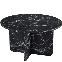 Mercy sofabord sort marmor look Ø80 cm