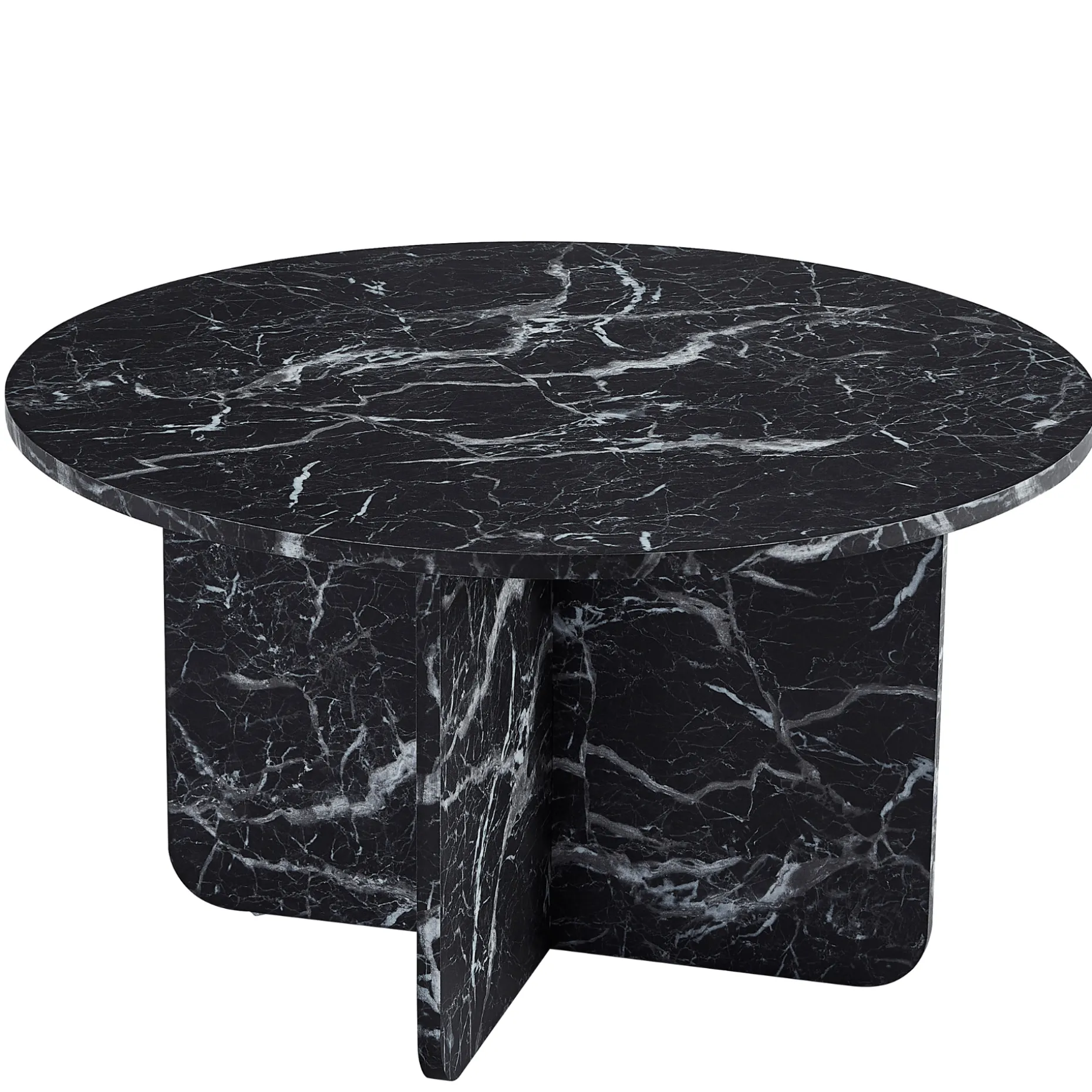 Mercy sofabord sort marmor look Ø80 cm