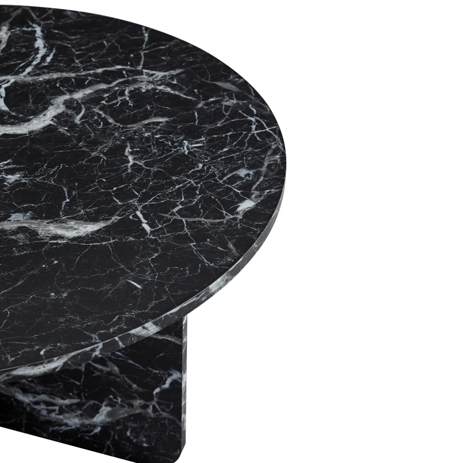 Mercy sofabord sort marmor look Ø80 cm