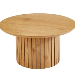 Milas rundt lamel sofabord - Ø80 cm - Egelook med søjleben