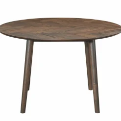 Miles - Rundt spisebord Ø120 cm i røget egefiner med sildebensmønster