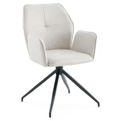 Minna Spisebordsstol - beige tekstil med drejefunktion 360 grader