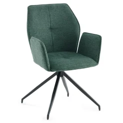 Minna Spisebordsstol - grøn tekstil med drejefunktion 360 grader