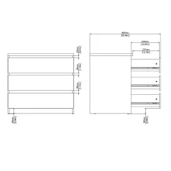 Naia kommode 3 skuffer hvid H: 70 x B: 77 x D: 50 cm