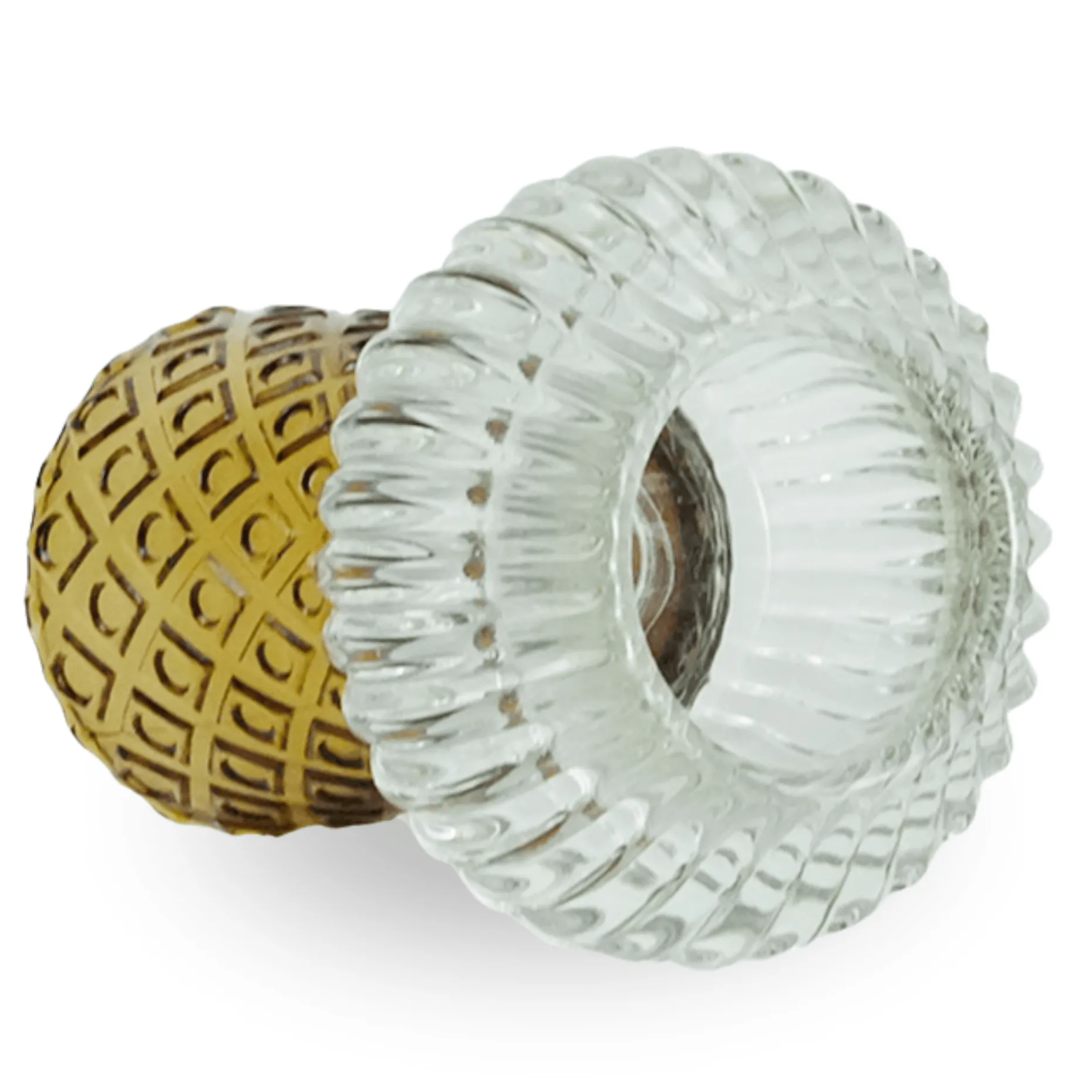 Nori glas fyrfadsstage amber/grå 13,5 cm