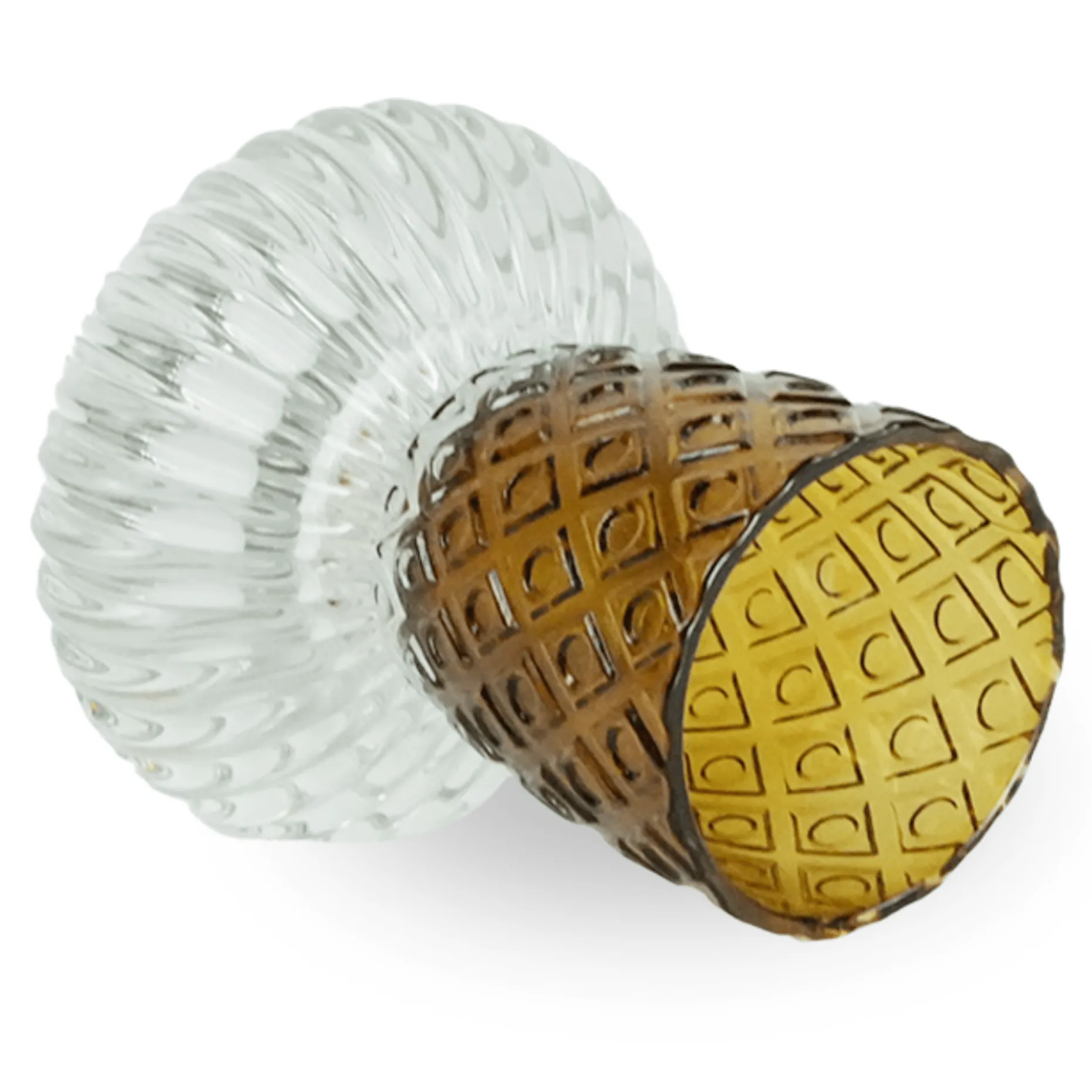 Nori glas fyrfadsstage amber/grå 13,5 cm