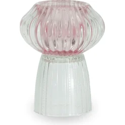 Nori glas fyrfadsstage lyserød/klar 13,5 cm