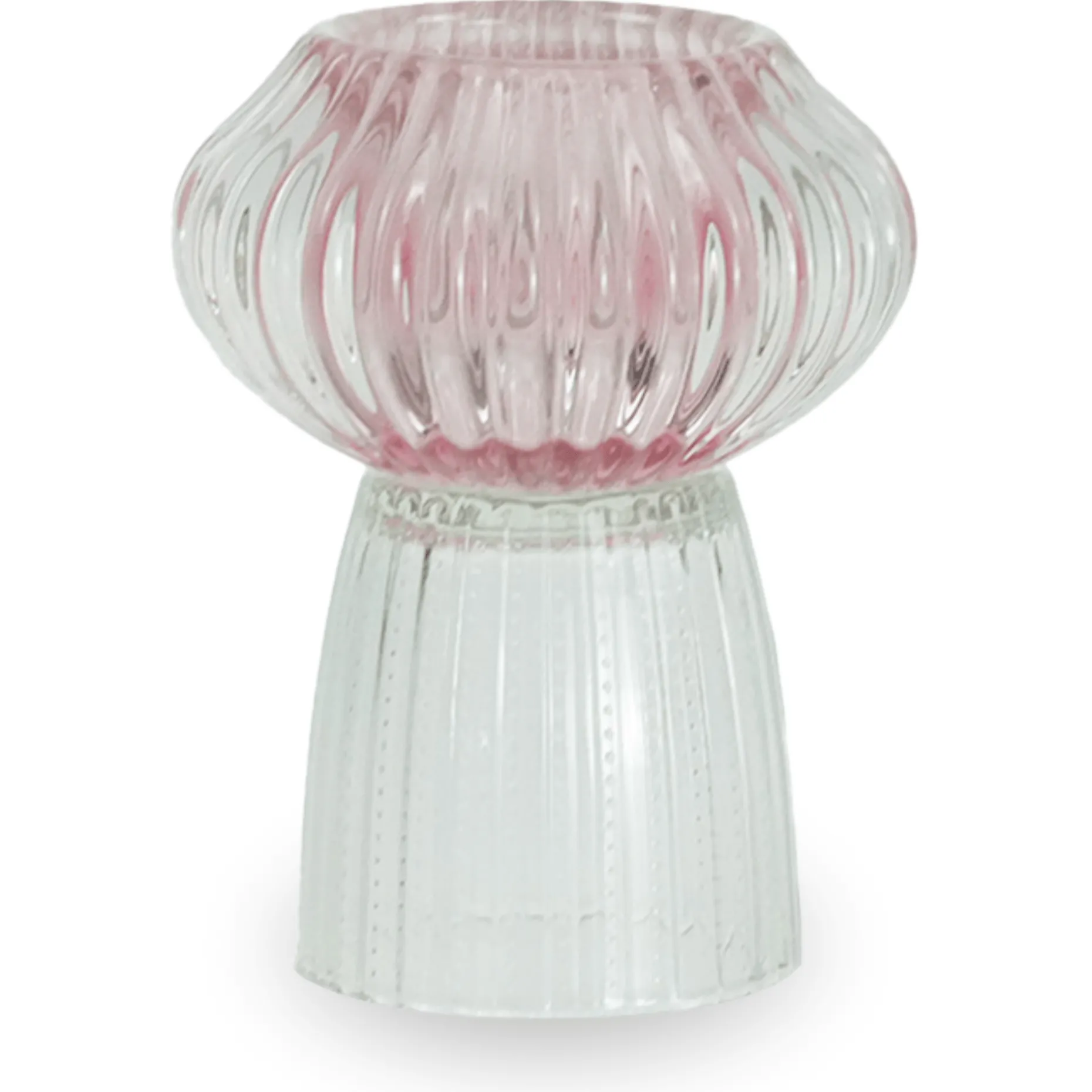 Nori glas fyrfadsstage lyserød/klar 13,5 cm