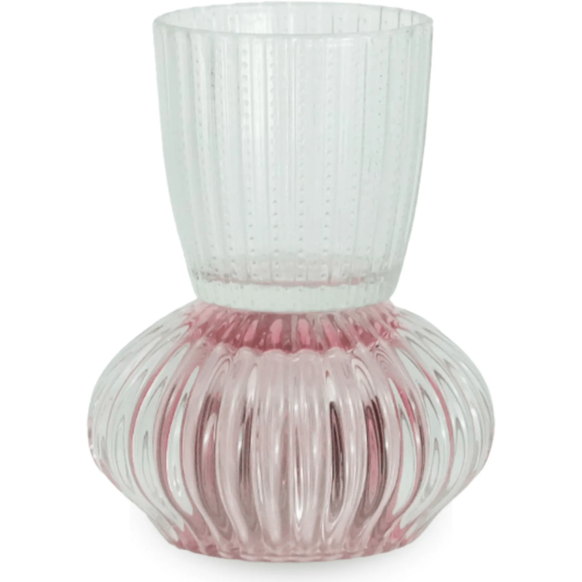 Nori glas fyrfadsstage lyserød/klar 13,5 cm