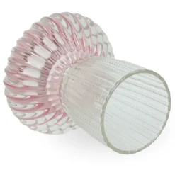 Nori glas fyrfadsstage lyserød/klar 13,5 cm