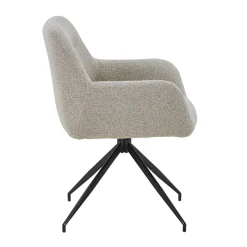 Ofelia Spisebordsstol - Beige Boucle Med Drejefunktion 360 Grader
