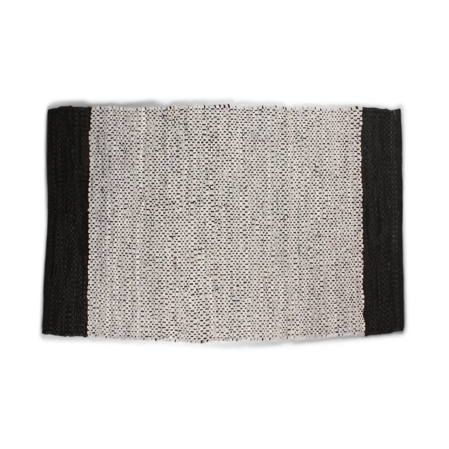 Parma tæppe - Grå/sort læder 90x60 cm