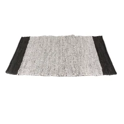 Parma tæppe - Grå/sort læder 90x60 cm