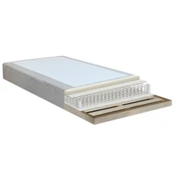 Premium boxmadras seng i beige 180x200 cm med 7 cm topmadras i memoryskum ekskl. ben