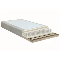 Premium boxmadras seng i beige med 90x200 cm med 7 cm topmadras i memoryskum ekskl. ben