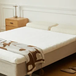 Premium boxmadras seng i beige 140x200 cm med 7 cm topmadras i memoryskum ekskl. ben