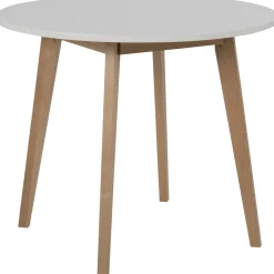 Raven hvidt rundt spisebord i birk Ø90 cm