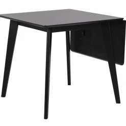 Rickie - Sort klap ud spisebord med tillægsplade i sortlakeret egefiner - 80/120 x 80 cm