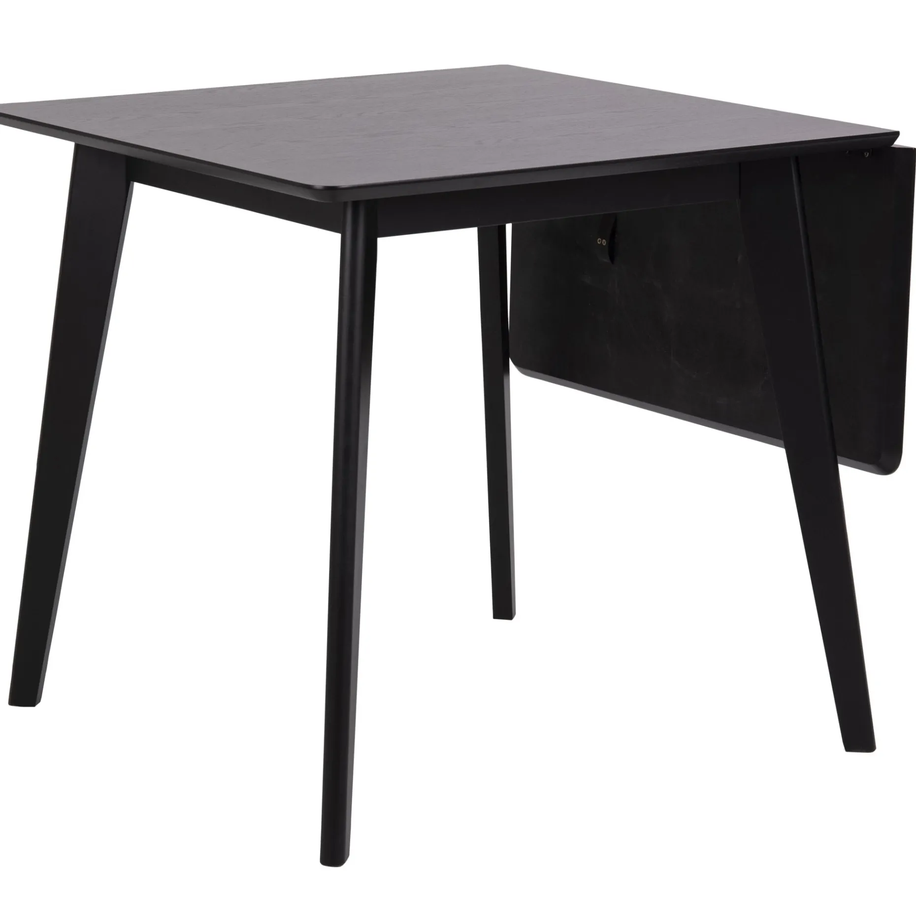 Rickie - Sort klap ud spisebord med tillægsplade i sortlakeret egefiner - 80/120 x 80 cm