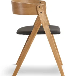 Samantha træstol i eg med sort PU sæde