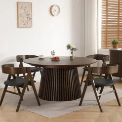 Samantha træstol i røget eg med sort PU sæde