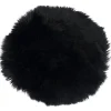 Sort rund lammeskindshynde i sort Ø35 cm Imiteret