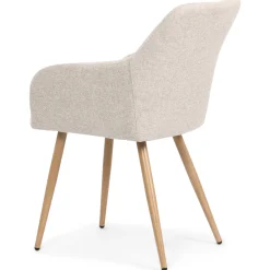 Spisebordssæt - Lewis lamel spisebord Ø120 cm med udtræk i egefiner + 6 x Jenna spisebordsstole i beige