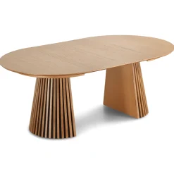 Spisebordssæt - Lewis lamel spisebord Ø120 cm med udtræk i egefiner + 6 x Jenna spisebordsstole i beige