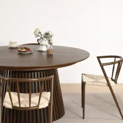 Spisebordssæt - Lewis lamel spisebord Ø120 cm med udtræk i røget egefiner + 6 x Bella spisebordsstole i røget eg