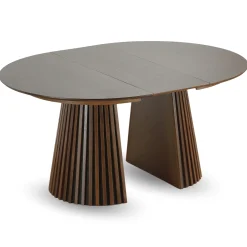 Spisebordssæt - Lewis lamel spisebord Ø120 cm med udtræk i røget egefiner + 6 x Bella spisebordsstole i røget eg