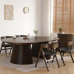 Spisebordssæt - Lewis lamel spisebord Ø120 cm med udtræk i røget egefiner + 4 x Samantha spisebordsstole i røget eg