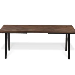 Spisebordssæt - Madelina sildebensbord 200 cm i røget egefiner + 6 x Bella spisebordsstole i røget egelook med fletsæde