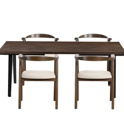 Spisebordssæt - Madelina sildebensbord 200 cm i røget egefiner + 4 x Jocelyn spisebordsstole i røget eg