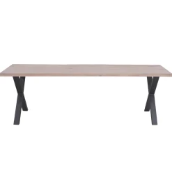 Susan plankebord - 200x95 cm - i hvidolieret eg med krydsben - (Forberedt til tillægsplader)