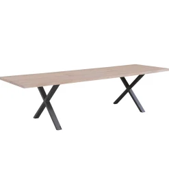 Susan plankebord - 300x95 cm - i hvidolieret eg med krydsben - (Forberedt til tillægsplader)