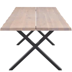 Susan plankebord - 300x95 cm - i hvidolieret eg med krydsben - (Forberedt til tillægsplader)