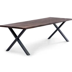 Susan plankebord - 240x95 cm - i smoked eg med krydsben - (Forberedt til tillægsplader)