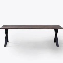 Susan plankebord - 240x95 cm - i smoked eg med krydsben - (Forberedt til tillægsplader)