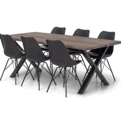 Susan plankebord - 200x95 cm - i smoked eg med krydsben - (Forberedt til tillægsplader)