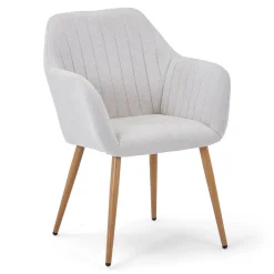 Vanessa spisebordsstol med armlæn - beige tekstil og egelook