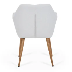 Vanessa spisebordsstol med armlæn - hvid boucle og egelook